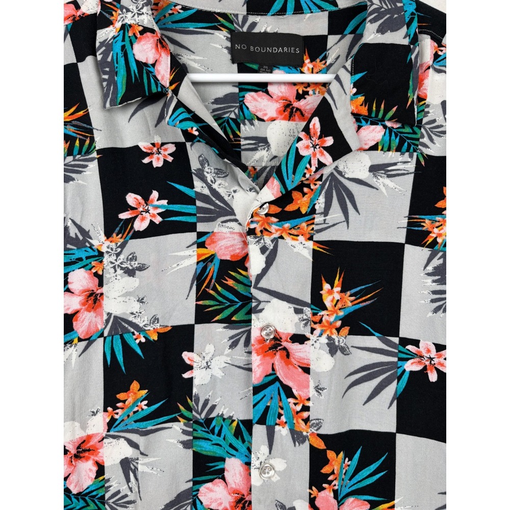 No Boundaries Shirt Mens 3XL Tropical Floral Button Down Casual